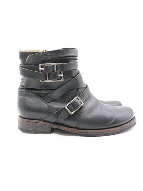 FRYE Veronica Women's Size US 9 B Strappy Black Leather Buckle Boot
